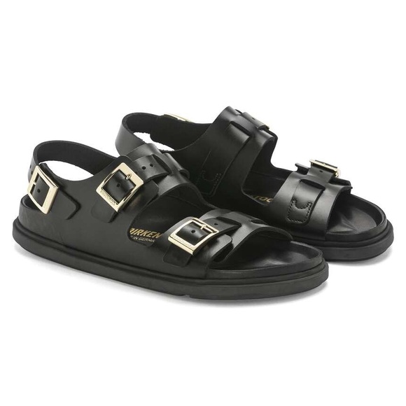 BIRKENSTOCK CANNES LEATHER SANDALS IN BLACK 39 EU 8 US - Picture 3 of 12